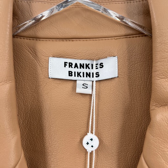 FRANKIES BIKINIS Vegan Leather Blazer Womens Small Tan Earth Oversized NWT - Picture 11 of 16